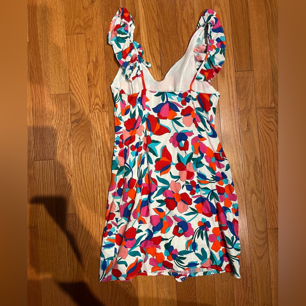Karlie Floral Linen Blend Ruffled Button Front Dress - Multicolor (Small) | NWOT - Picture 4 of 8